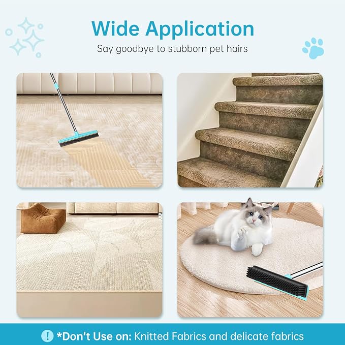 Carpet Rake for Pet Hair Removal, Dog Cat Fur Remover Rubber Broom, Carpet Rake - Image 9