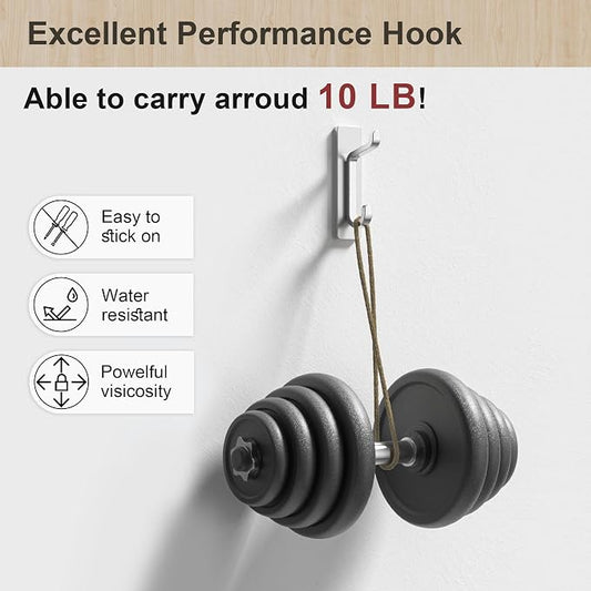 Wall Hooks for Coat and Towel: 13LB Adhesive Door Hanger Stick on - Image 2