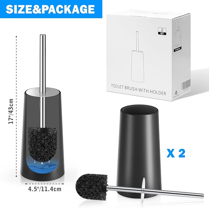 Toilet Brush and Holder, 2 Pack Toilet Brush - Image 7
