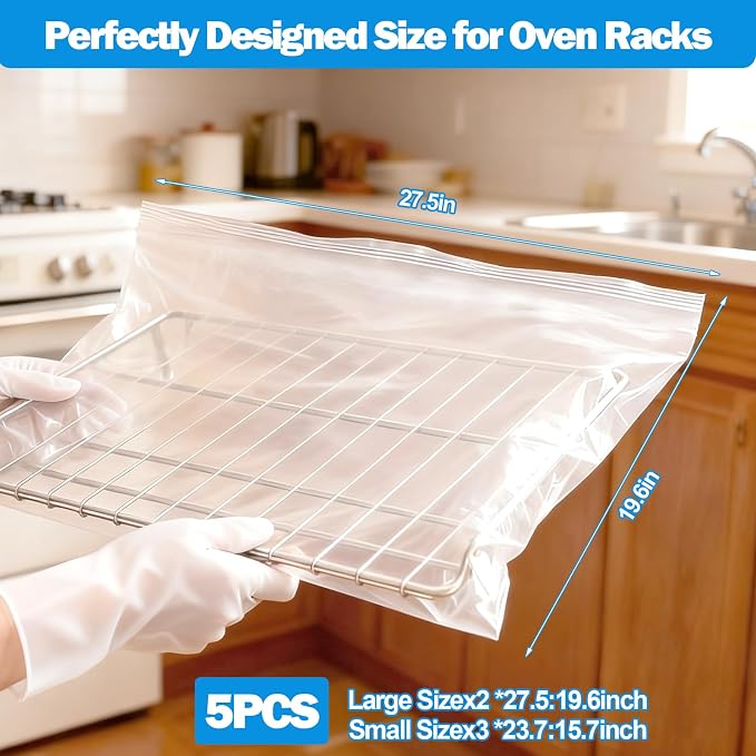XANGNIER 5 Pack No Scrub Oven Rack Cleaning Bags, No Cleaner Included, No Messy - Image 8