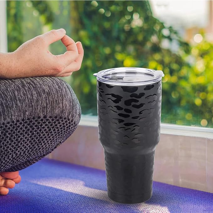 D·S 30oz Black Leopard Tumbler Stainless Steel Insulated Travel Mug - Image 7