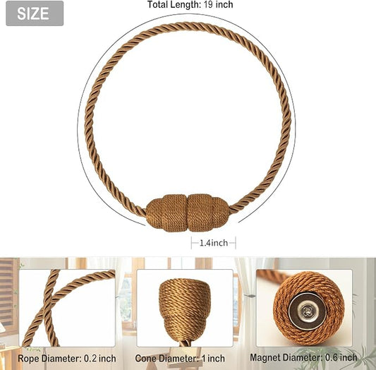 Magnetic Rope Curtain Tiebacks 6 Pack Holders - Image 2