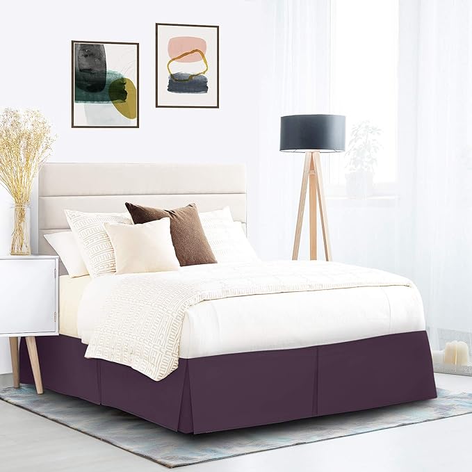 Nestl Dark Purple Twin Bed Skirt - Twin Size Bed Skirt 14 Inch Drop - Brushed Microfiber Bed Skirts - Hotel Quality Pleated Bed Skirt - Shrinkage & Fade Resistant