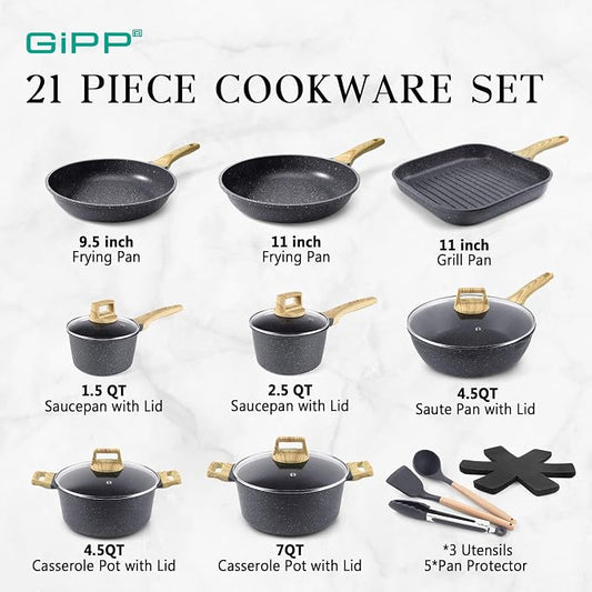 GiPP 21Psc Pots and Pans Set Non Stick - Image 2