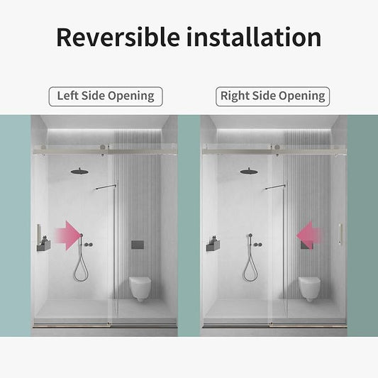 56-60" W x 76" H Frameless Soft-Close Sliding Shower Door, 3/8" SGCC Tempered - Image 2