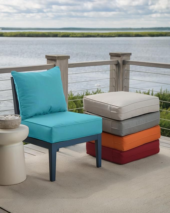 Luxury 24x24x6 Inch Outdoor Cushions for 5 Peice Patio Furniture Set - Set of 5 Water-Resistant Pillow for Dining Rocking Swivel Chairs Loveseat Couch Sectional Sofa - Turquoise
