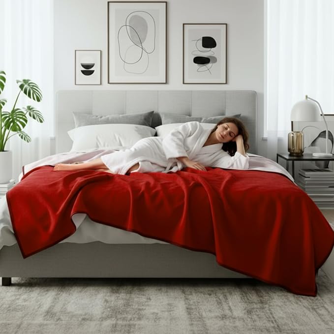 Waterproof Blanket for Bed Couch Sofa, 40''x60'' Reversible & Washable, Fleece and Flannel Waterproof Mat, Water Resistant Bed Cover, Leakproof Mattress Protector(Light Pink/red)