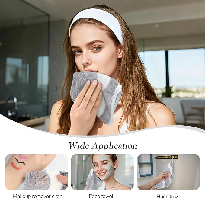 SINLAND Absorbent Coral Velvet Washcloth Ultra Soft Microfiber Face Towels 12 x - Image 7