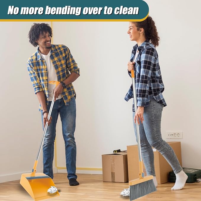 Broom and Dustpan Set for Home, 180° Rotating Broom Combo, Foldable Stand Dust - Image 7