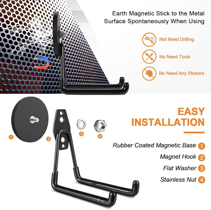 ENUODA Strong Magnetic Hooks Heavy Duty Large Magnet Garage Hooks Storage Hook - Image 6