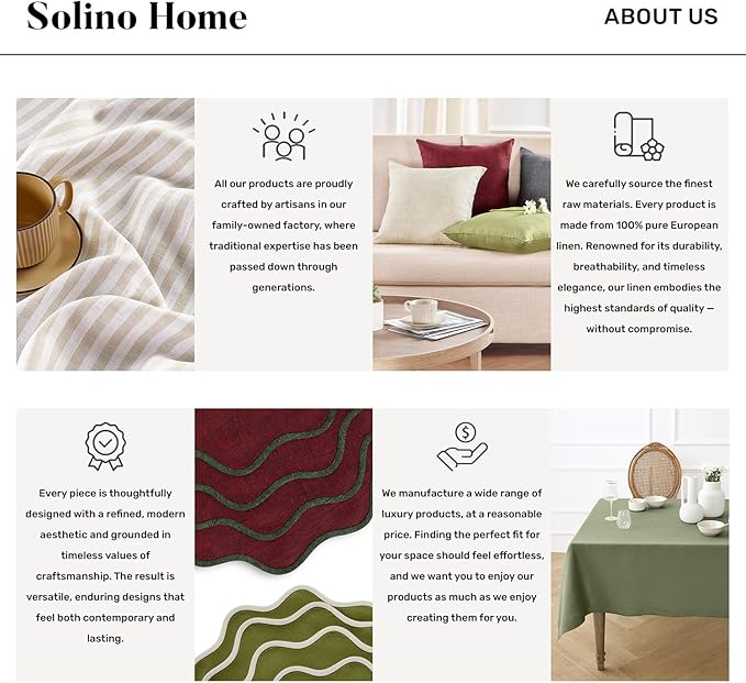 Solino Home Linen Light Natural Table Runner 60 Inches - Classic Hemstitch, 100% Pure Linen Coffee Table Runner 14 x 60 Inch Ideal for Dresser Tables - Christmas, New Year