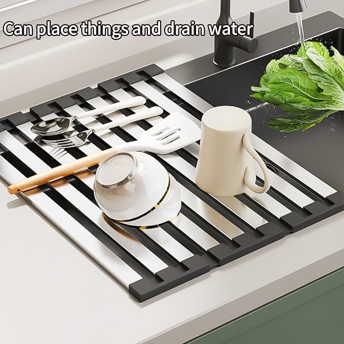 Foldable Dish Drying Rack, Over The Sink Dish Drying Rack ,Dish Drying mat,Dish - Image 8
