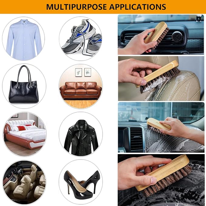 Horsehair Laundry Stain Brush 3 Pack Clothes Brush Shoes Soft Bristle Cleaning - Image 6