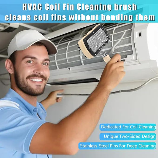 3 Pcs HVAC Coil Cleaning Brush & Fin Straightener Kit, Metal AC Fin Comb - Image 2
