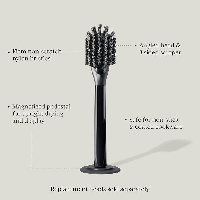Ionic Dish Brush, Magnetized to Stand Upright, Stainless Steel - Image 2