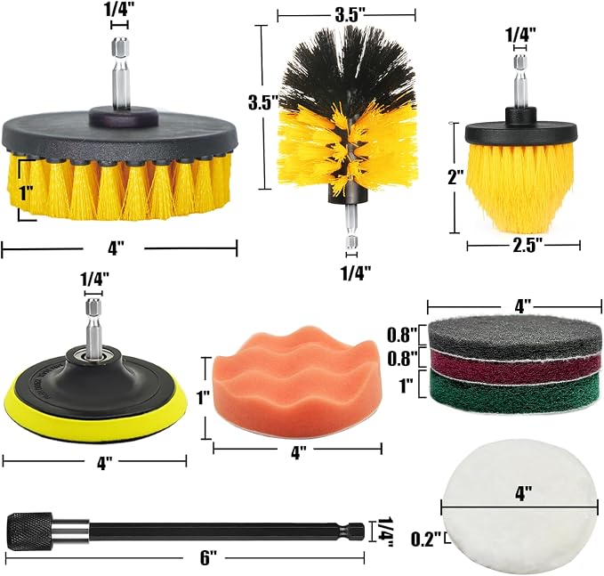 10Pcs Drill Brush Attachment Set, Drill Scrubber Brush Kit Include Scrub Pads - Image 6
