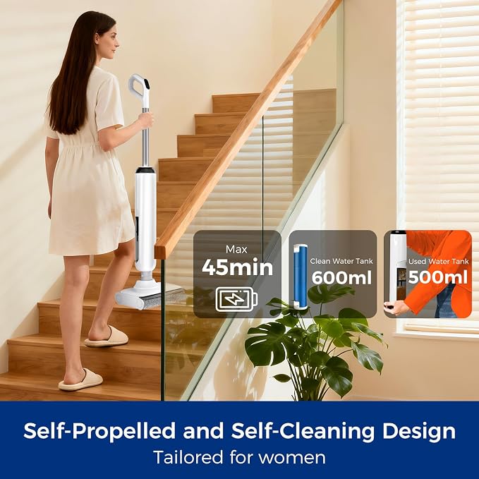 Wet Dry Vacuum Mop, 180°Lay-Flat Cordless Vacuum Mop All in One, Floor Cleaner - Image 8