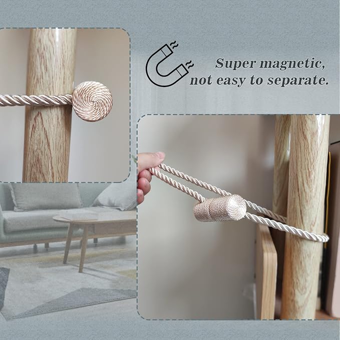 Hion Magnetic Curtain Tiebacks Golden 4 Pack, Curtain Tiebacks Buckles - Image 6