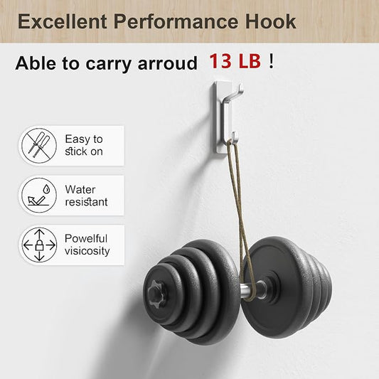 pickpiff Wall Hooks for Coat and Towel: 13LB Adhesive Door Hanger Stick on - Image 2