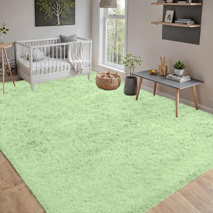 6x9 Area Rugs for Living Room Rug: Soft Fluffy Shag Mint Green Rugs for Bedroom, Non-Slip Large Fuzzy Plush Rug Indoor Floor Carpet for Nursery Kids Boys Girls Room, Dorms, Playroom, Modern Home Decor