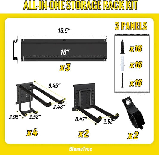 Garage Tool Organizer Wall Mount, 3 Rails - Image 2