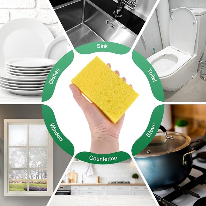 1-Set Kitchen Sponges, Condense Eco Cellulose Non-Scratch Scrub Heavy Sponge - Image 6