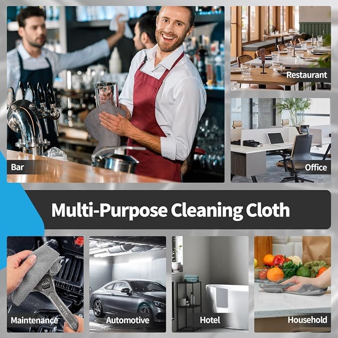 FIXSMITH Grey Microfiber Cleaning Cloth -Pack of 24, Highly Absorbent Cleaning - Image 7