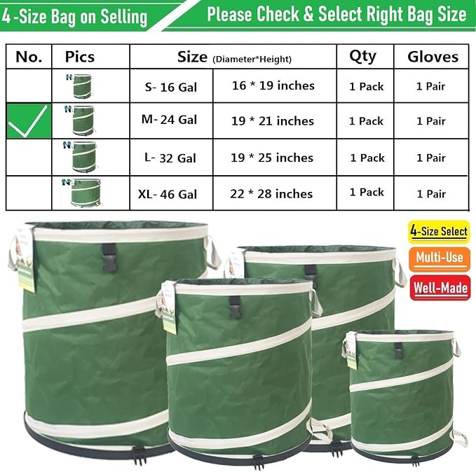 24-Gallon Collapsible Trash Can Hard-Shell Bottom Yard Garden Bag - Image 9