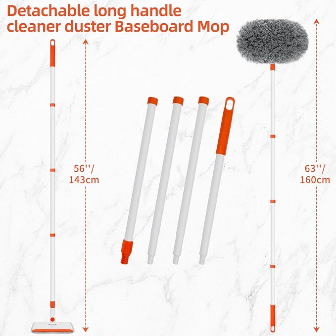 Baseboard Cleaner Tool with Handle, Extendable Long Handle Baseboard Cleaning - Image 7