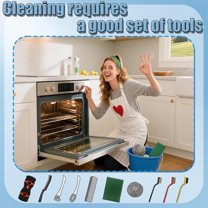 Heavy Duty Oven Cleaner Brush Set, Oven Cleaning Accessories Tools, - Image 7