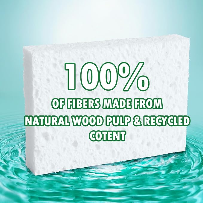 White Plant Based Sponges for Kithcen, Non Abrasive, No odor, Durable Washable - Image 6