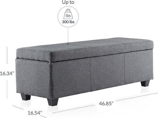 BELLEZE Storage Ottoman, 47 Inch Bench Bedroom Bench - Image 2