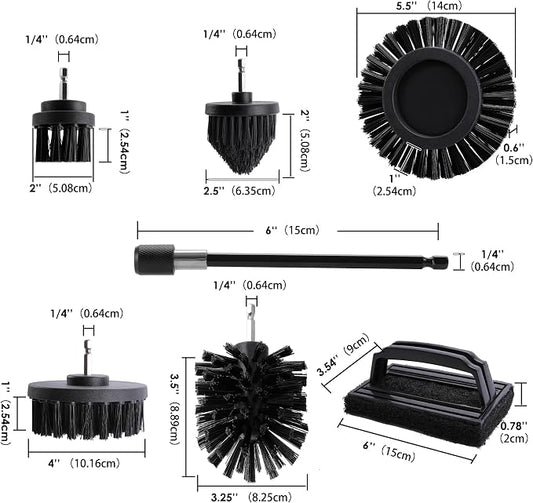 6 Piece BBQ Grill Cleaning Brush Ultra Stiff Drill Powered Cleaning Brushes - Image 2