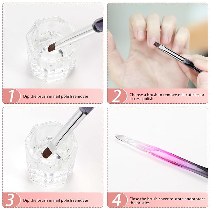Nail Art Clean Up Brushes, Flat/Oval/Fine Angled Gel Nail Brushes - Image 7