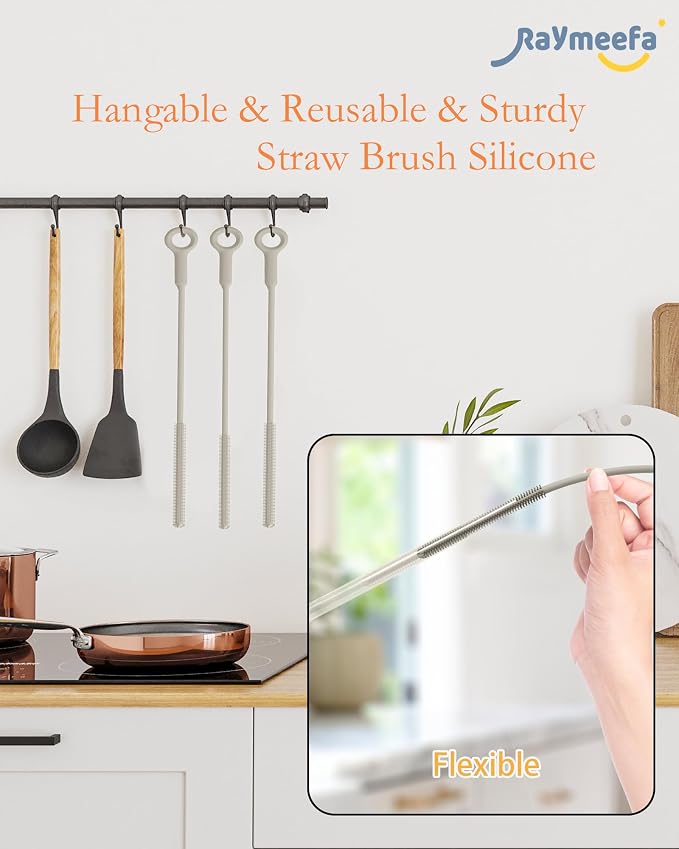 Extra Long Straw Cleaner Brush, Reusable and Soft Silicone Straw Cleaning Brush - Image 6