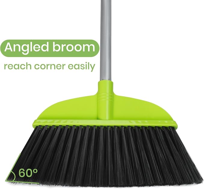 3 Packs Indoor Brooms for Sweeping Hardwood Floor Green Angle Broom - Image 7
