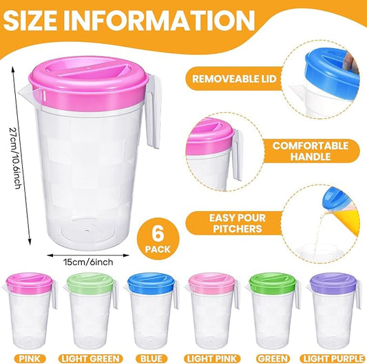Honeydak 6 Pcs 70 Oz Round Clear Plastic Pitcher - Image 2