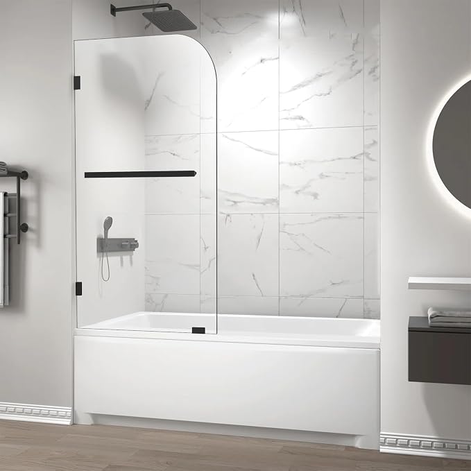 Bathtub Shower Door, 1/4" Clear Tempered Frameless Shower Glass Door, Tub - Image 7
