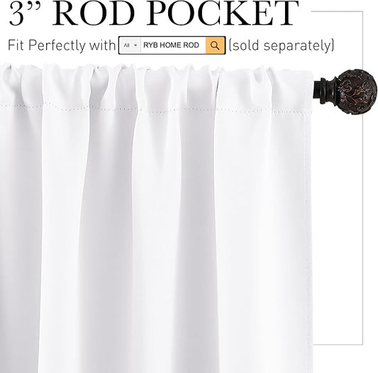 RYB HOME Short Curtains 45 inch 2 Panels Set, Room Darkening Small Window - Image 2