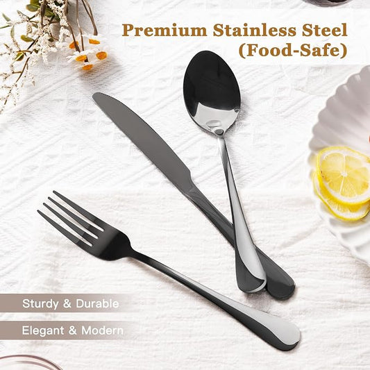 Astercook Silverware Set 48-Piece Black Flatware Set - Image 2