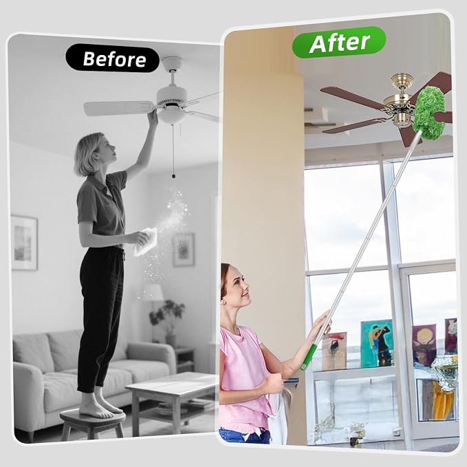 DRQ Ceiling Fan Cleaner Duster, 2 Pack Reusable Microfiber Duster - Image 7