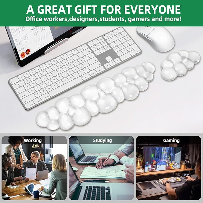 Gel Cloud Keyboard and Mouse Wrist Rest Set, Cute Ergonomic Wrist Support and - Image 7