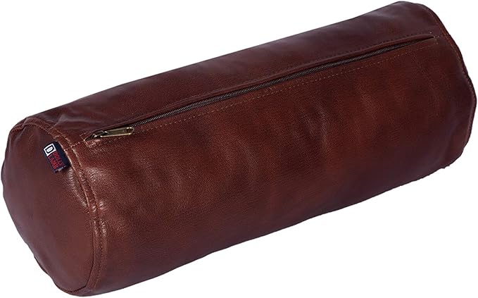 Neck Roll Pillow Cushion Cover, 22x6 Inch Full Moon Round Bolster Pillow Case, Cylinder Soft Lambskin Leather Pillowcase for Head, Spine & Neck Support During Sleep - Tan Pack of 1