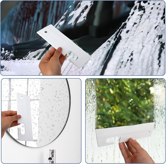 White Silicone Squeegee with Hanging Hook Mini Soft Window Squeegee Shower - Image 7
