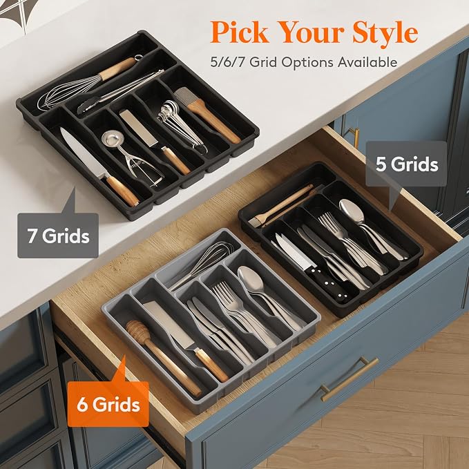 Lifewit Silverware Drawer Organizer Tray, Plastic Cutlery Storage - Image 7