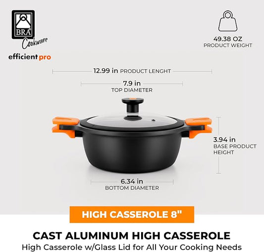 BRA COOKWARE Efficient Pro Nonstick Stock Pot w/Lid | 8 Inch 3.2 Quart Cooking - Image 2