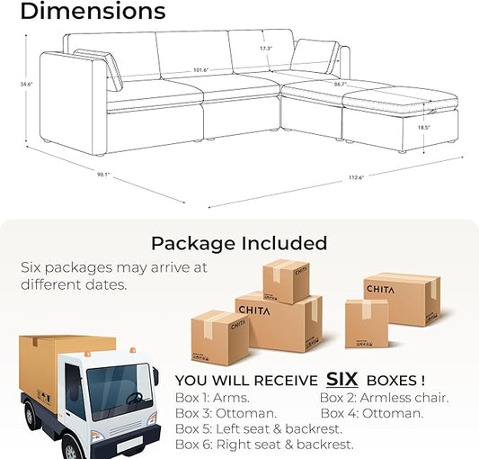 CHITA Oversized Modular Cloud Sectional Fabric Sofa Set, FSC Certified U Shaped - Image 2