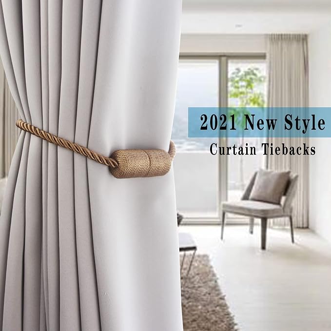 6 Pack Khaki Strong Magnetic Curtain Tiebacks Outdoor Elegant Decorative Tie - Image 6