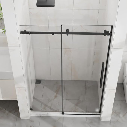 Frameless Shower Door 48" W x 72" H, 1/4" Clear Tempered Glass, Sliding Design - Image 2