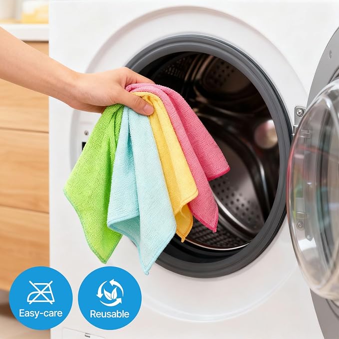 QYL Microfiber Cleaning Cloth, 12 Pack Cleaning Rags, Cleaning Towels - Image 7